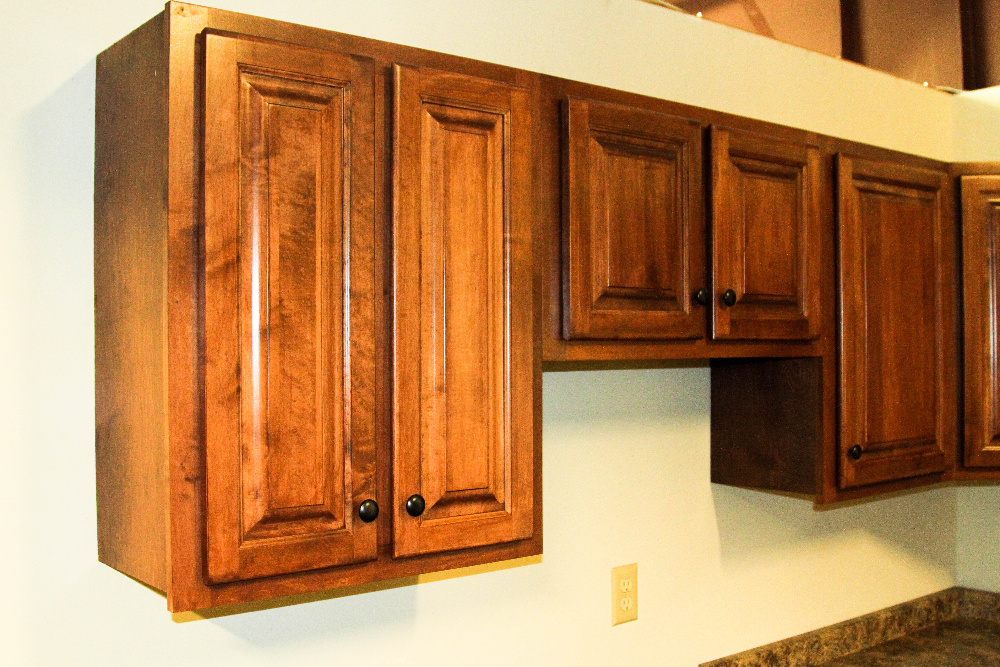 Honey-Stained Kitchen Cabinets